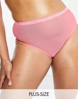 We Are We Wear Высокие трусы из бразильского полиэстера Curve со сборками на спине розового цвета - РОЗОВЫЙ