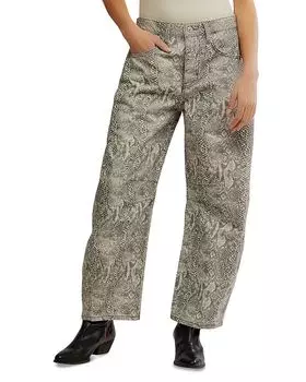 We The Free Джинсы с расклешенными штанинами Good Luck Leopard в расцветке Snake Combo Free People, коричневый