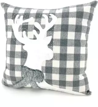 Weckbrodt декоративная подушка "Лось", со вставкой из флиса и меха, чехол без наполнителя, 1 шт 40х40 см, серый/черный