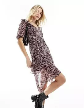 Wednesday's Girl – сиреневое асимметричное мини-платье с мелким цветочным узором