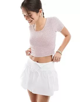 Wednesday's Girl – Укороченная футболка в рубчик в красно-белую полоску с овальным вырезом