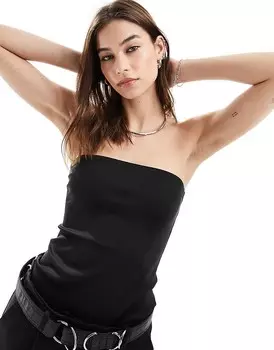 Weekday – Act – Топ без бретелек черного цвета с эффектом неопрена