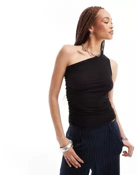 Weekday – черный топ на одно плечо со сборками