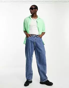 Weekday – Кофе – Светло-зеленая рубашка оверсайз с короткими рукавами