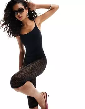 Weekday – Короткие черные кружевные капри