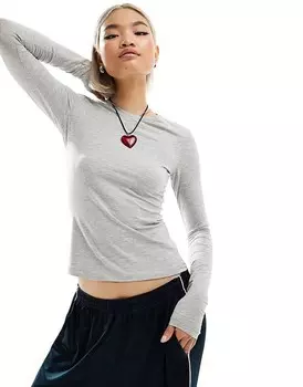 Weekday – Облегающая рубашка с длинными рукавами пестрого серого цвета