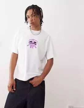 Weekday Отличная футболка свободного кроя с графическим принтом белого цвета