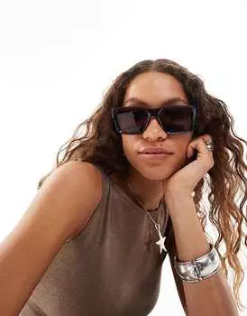 Weekday – Порт – Массивные квадратные солнцезащитные очки коричневого цвета