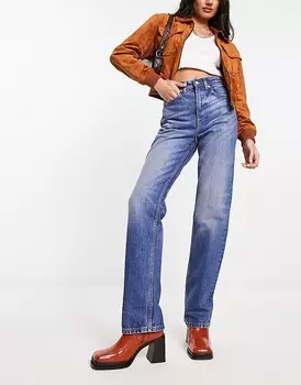 Weekday – Rowe – Джинсы волнового синего цвета прямого кроя с очень завышенной талией