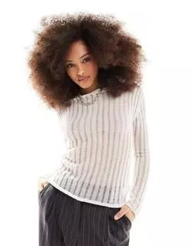 Weekday — Sissy — Прозрачный свитер из смесовой шерсти с рюшами кремового цвета