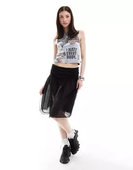 Weekday – Sookie – Черная многослойная юбка-миди из тюля