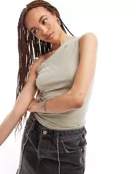 Weekday – темно-серый топ на одно плечо со сборками