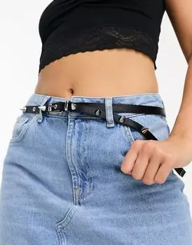 Weekday – Тонкий черный пояс с заклепками