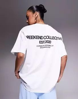 Weekend Collective - Icon - Футболка оверсайз белого цвета с графикой спереди и сзади ASOS Weekend Collective