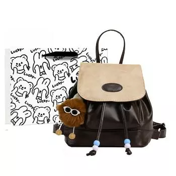 WEIERLUN Wellen Женский рюкзак, Синий с коричневым + кулон