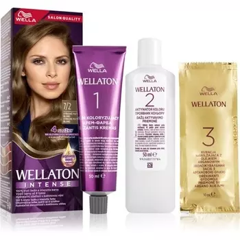 Wella Интенсивная стойкая краска для волос Wellaton с аргановым маслом 7/2 матовый средне-русый - 1 шт.