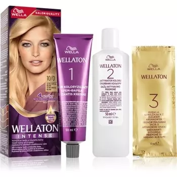 Wella Интенсивная стойкая краска для волос Wellaton с аргановым маслом - 10/0 самый светлый блондин, 1 шт.