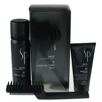 Wella Professionals SP Men Gradual Tone Brown каштановые волосы набор для маскировки седины для мужчин: пигментная пена, 60 мл + шампунь, 30 мл + кисточка, 1 шт.