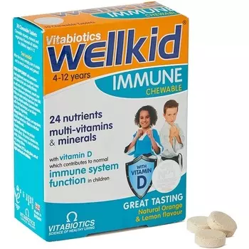 Wellkid Иммунные жевательные таблетки, 30 таблеток, Vitabiotics