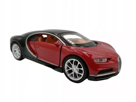 Welly, коллекционная модель красного автомобиля Bugatti Chiron, 1:34.