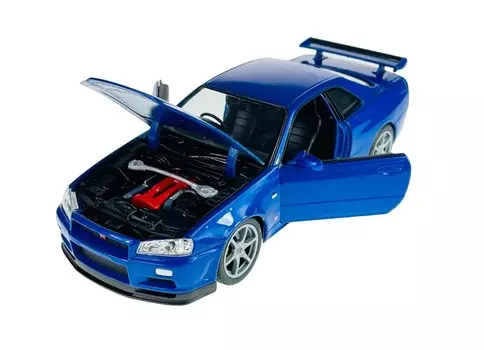 Welly Nissan Skyline GT-R R34 синий 1:24 новая металлическая модель автомобиля