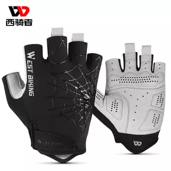 West Rider Велосипедные перчатки West Rider с половиной пальцев из ледяного шелка, весенне-летние дышащие амортизирующие перчатки для мужчин и женщин WestBiking