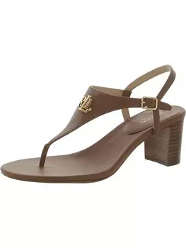 WESTCOTT II Женские кожаные сандалии-стринги с ремешком на щиколотке Lauren Ralph Lauren, цвет Polo Tan