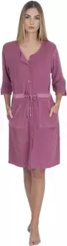 Wewo fashion женский халат "045" (1 шт.), купальное платье, на пуговицах, рукав 3/4, короткий, цвет Beere