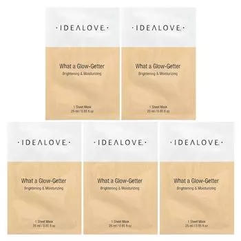 What a Glow-Getter, Осветляющие и увлажняющие, 5 косметических тканевых масок, 25 мл (0,85 жидк. унции) каждая Idealove