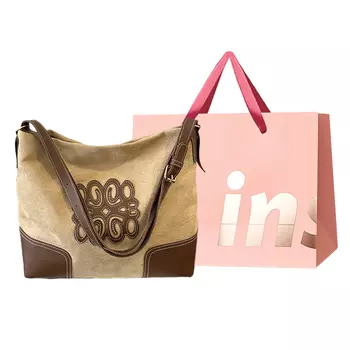 WHEELY BABY Холщовая сумка-шоппер, женская сумка через плечо, коричневого цвета