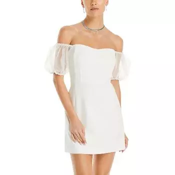 Whisper Женское платье-футляр с открытыми плечами и рукавами-фонариками French Connection, цвет summer white