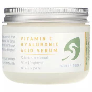 White Egret Personal Care, сыворотка с гиалуроновой кислотой и витамином C, 59 мл (2 жидк. унции)