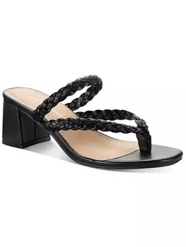 WIINNIE Женские туфли на блочном каблуке с открытым носком из искусственной кожи Sun + Stone, цвет Black Smooth