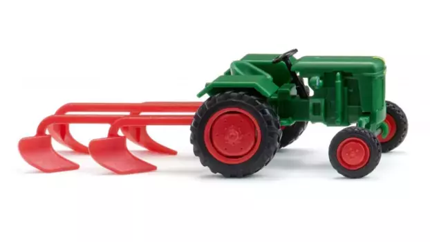 Wiking 1:87 Normag Factor I с плугом зеленый лист