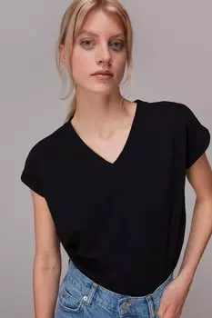 Willa белая футболка с половиной рукава и V-образным вырезом Whistles, черный