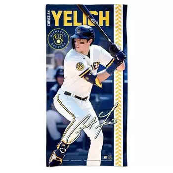 WinCraft Christian Yelich Milwaukee Brewers Пляжное полотенце Spectra Player 30 x 60 дюймов