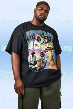 винтажная футболка с лицензией outkast Boohoo, черный