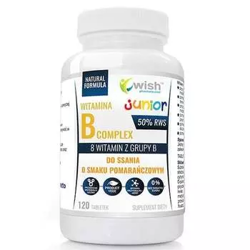 Wish, Комплекс витаминов B для юниоров, 120 таблеток, апельсин