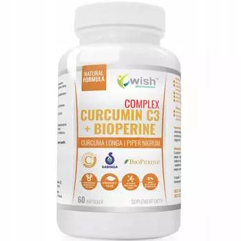 Wish, Куркумин C3+биопериновый комплекс, 60 капсул