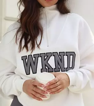 WKNDGIRL Белоснежный свитшот на молнии с логотипом WKNDGIRL, белый