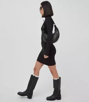 WKNDGIRL Черное мини-платье с высоким воротником WKNDGIRL, черный