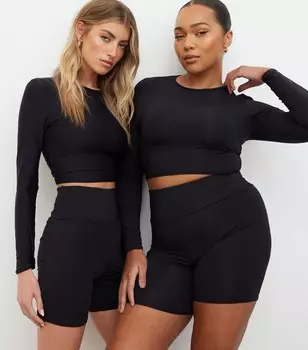 WKNDGIRL Черный укороченный топ с длинными рукавами WKNDGIRL, черный