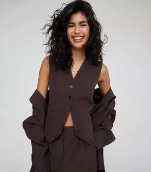 WKNDGIRL Коричневый костюмный жилет WKNDGIRL, темно-коричневый