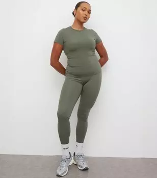 WKNDGIRL Оливковая футболка с коротким рукавом WKNDGIRL, оливковый