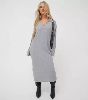 WKNDGIRL Серое платье-рубашка в рубчик WKNDGIRL, серый