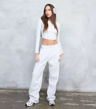 WKNDGIRL Серые широкие джоггеры WKNDGIRL, бледно-серый