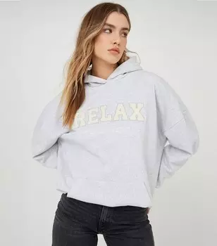 WKNDGIRL Серый свободный худи с надписью Relax WKNDGIRL, серый