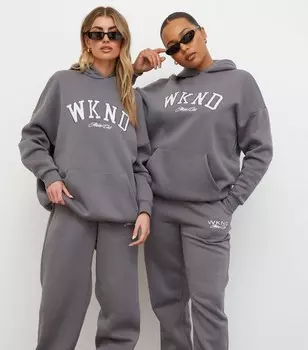 WKNDGIRL Темно-серая толстовка с логотипом Athletic Club WKNDGIRL, темно-серый