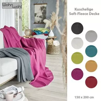 WOHNWOHLФлисовый плед Visco - мягкий плед 150х200см - разные цвета, размер: 150 х 200 см, цвет: ягодный, фиолетовый