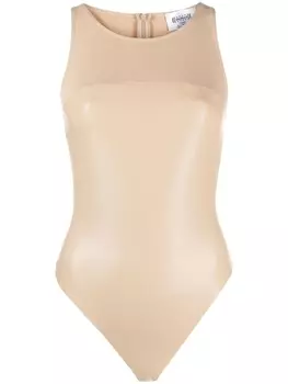 Wolford боди из искусственной кожи, нейтральный цвет